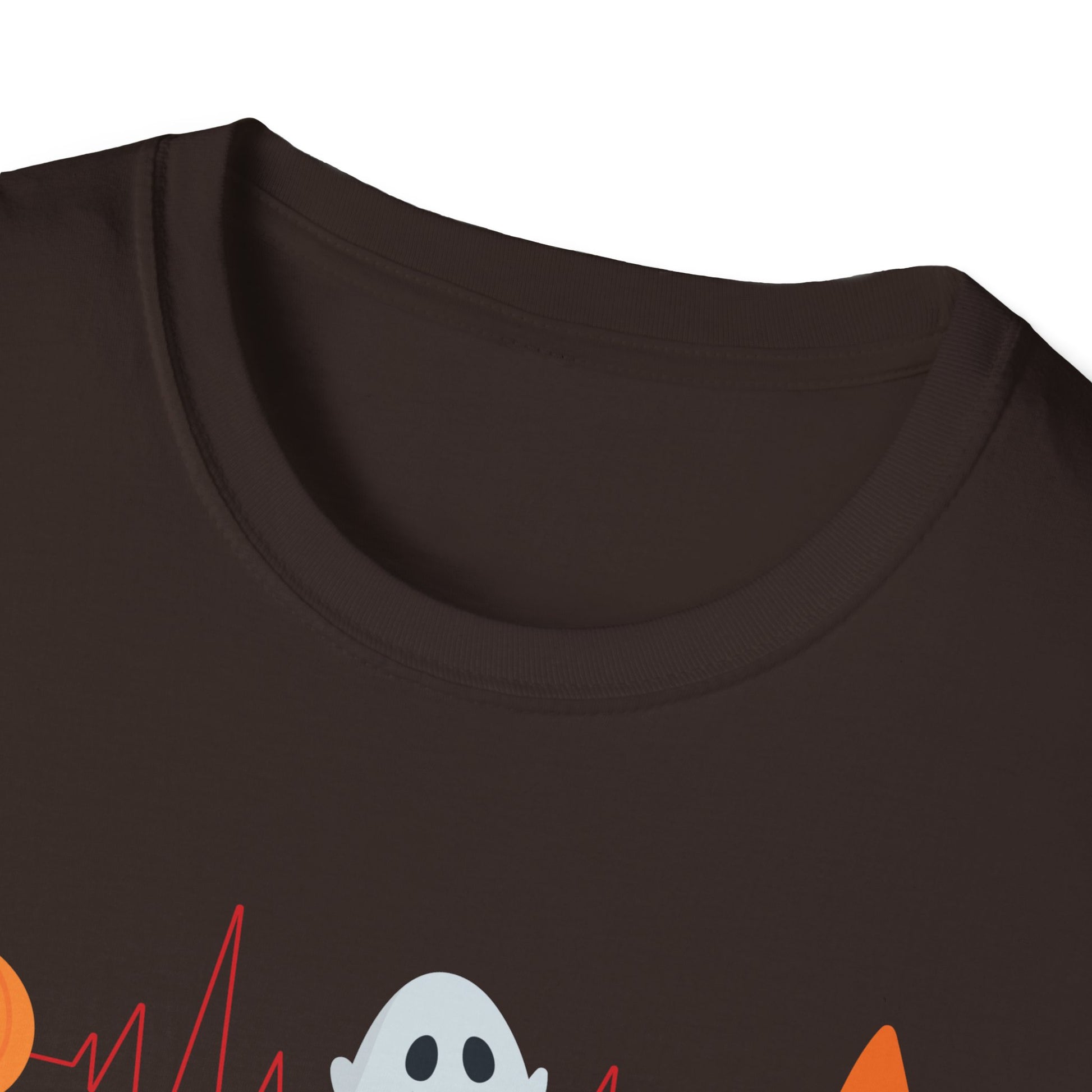Halloween Heartbeat T-Shirt — Pumpkin, Ghost & Candy Skull Graphic Tee