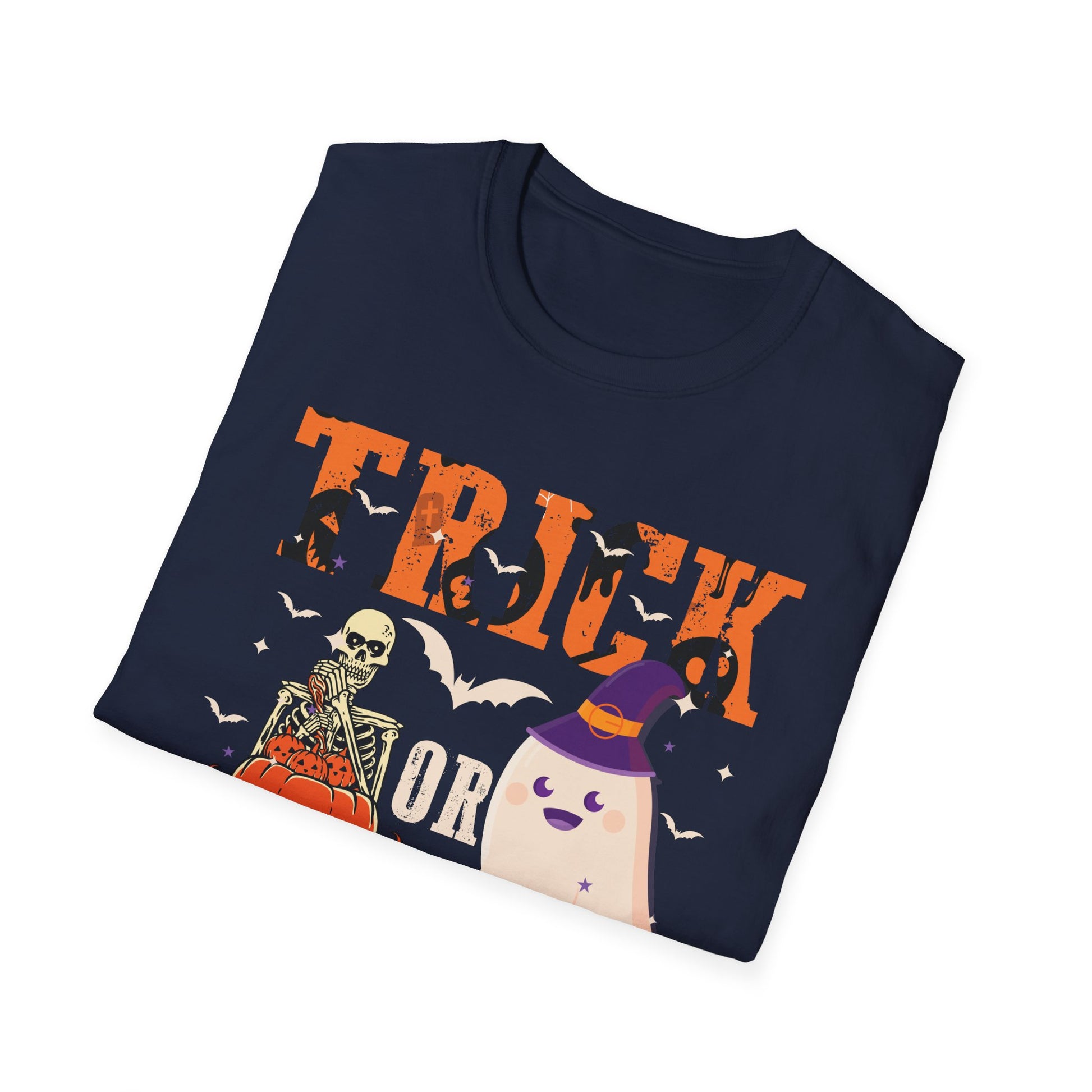 Trick or Teach Halloween T-Shirt — Cute Ghost & Pumpkin Teacher Tee