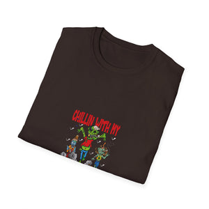 Halloween Zombies Funny Halloween Chillin With My Zombies T-Shirt Unisex Softstyle T-Shirt