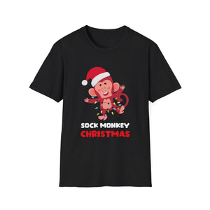 Christmas Sock Monkey T-Shirt — Cute Santa Monkey Holiday Tee
