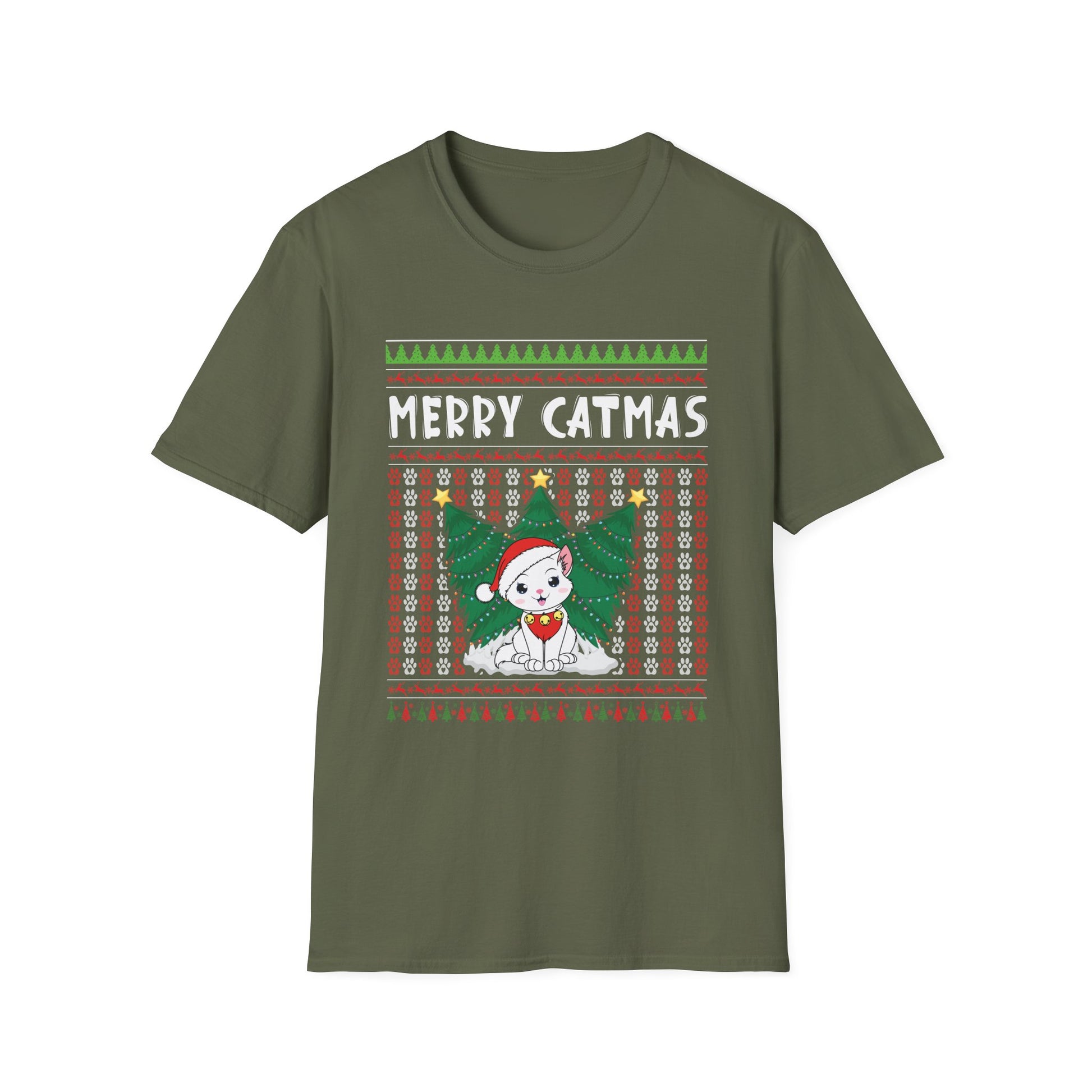 Merry Catmas T-Shirt — Cute Christmas Cat Ugly Sweater Tee