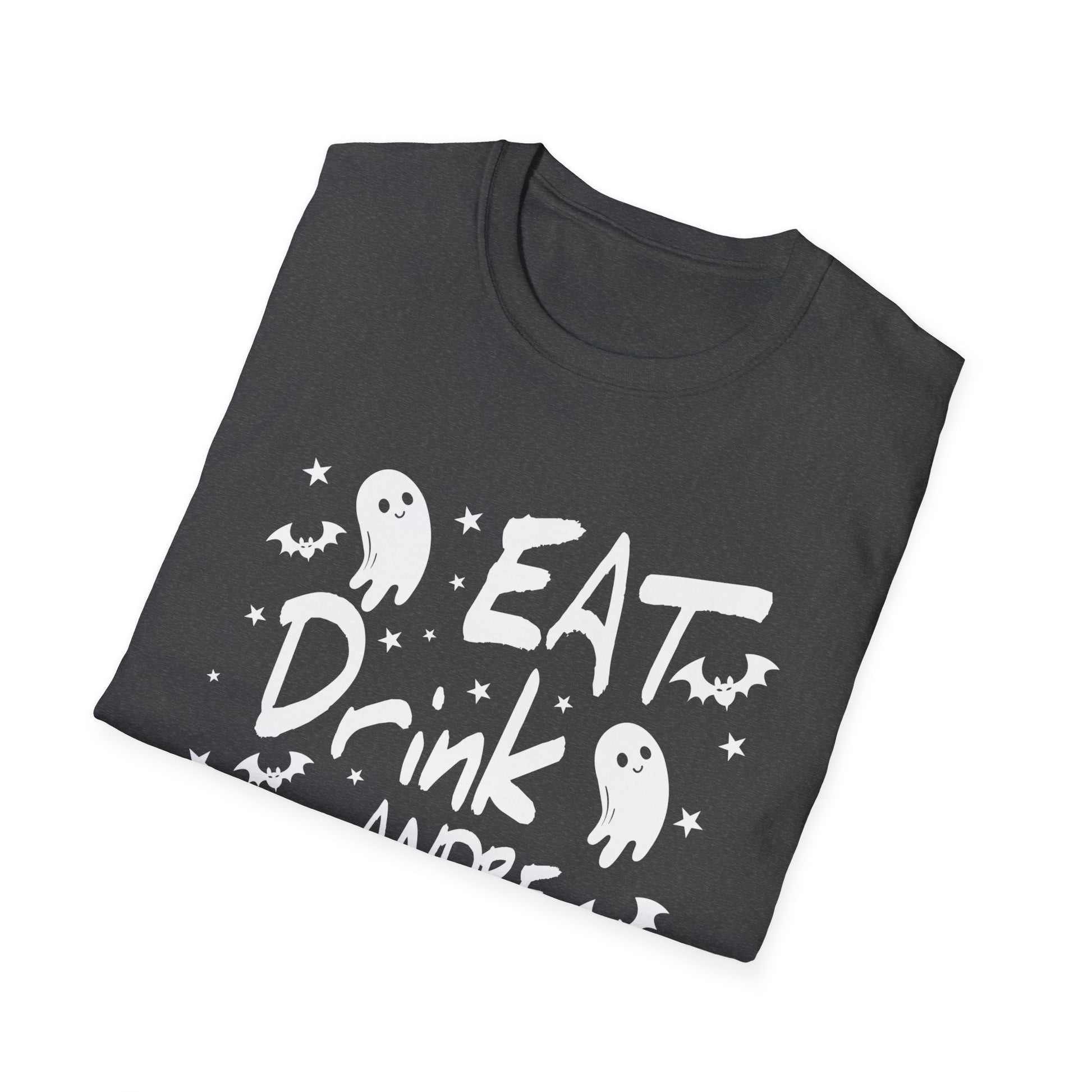 Halloween Ghost Tee - "Eat Drink and Be Scary" Funny Spooky Halloween T-Shirt