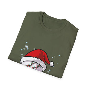 Christmas Baseball Xmas Santa Sports Hat Ball Kids Boys Men Unisex T-Shirt