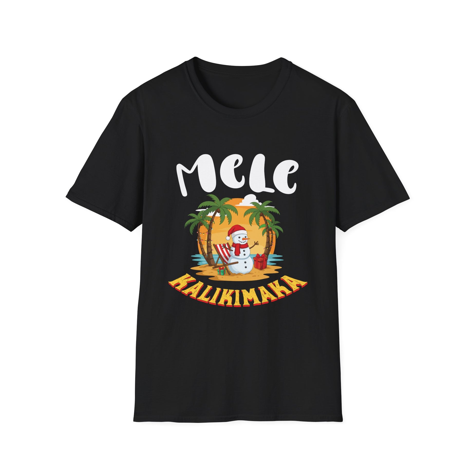 Mele Kalikimaka T-Shirt — Hawaiian Christmas Palm Tree Santa Tee