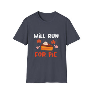 Fun Fall T-Shirt: 'Will Run for Pie' Unisex Softstyle Tee