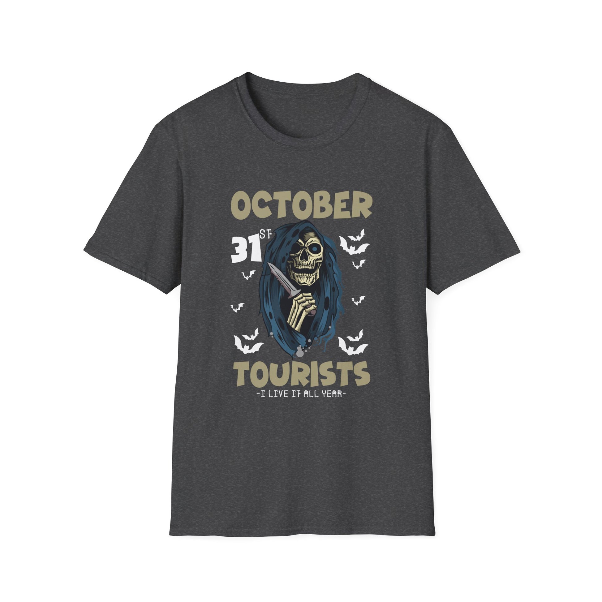 Halloween 'October Tourists' T-Shirt – Skull & Bats October 31 Graphic Tee