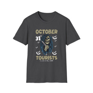 Halloween 'October Tourists' T-Shirt – Skull & Bats October 31 Graphic Tee