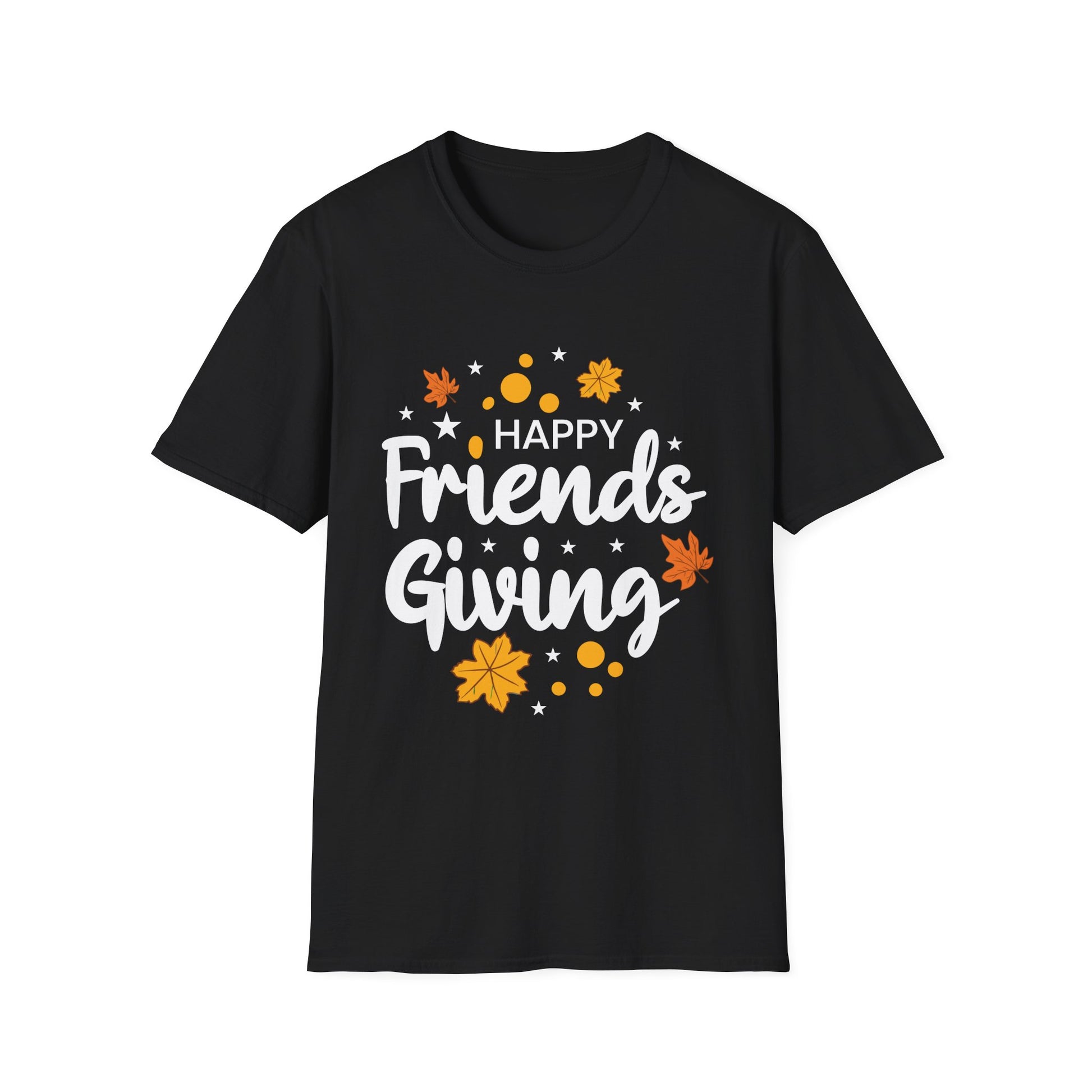 Friendsgiving T-Shirt — "Happy Friends Giving" Fall Leaves Graphic Tee  Unisex T-Shirt