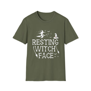 Women Girls Funny Halloween Resting Witch Face T-Shirt