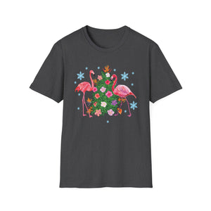 Flamingo Holiday T-Shirt — Festive Flamingos with Christmas Tree