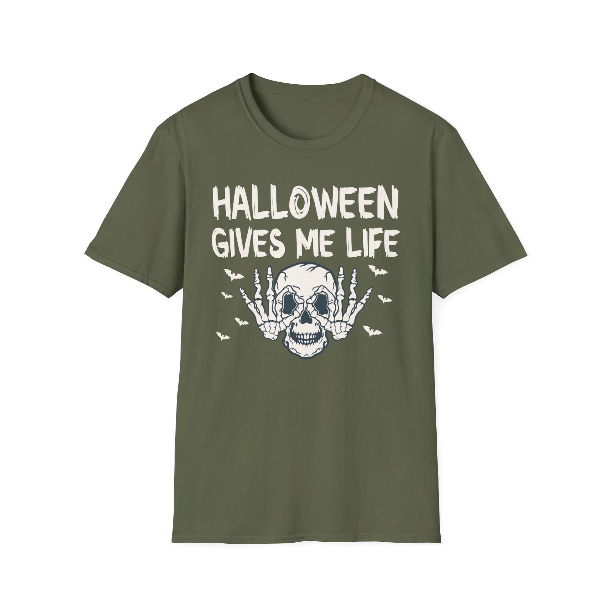 Halloween Gives Me Life T-Shirt — Skull & Bats Halloween Tee