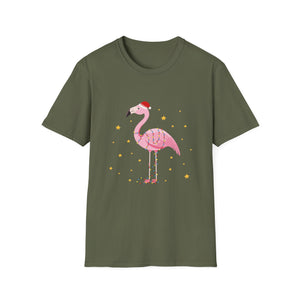 Christmas Flamingo T-Shirt — Festive Pink Flamingo with Santa Hat