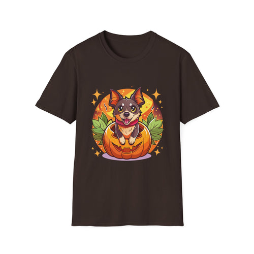 Cute Dog in Pumpkin T-Shirt - Unisex Halloween Tee  Unisex T-Shirt