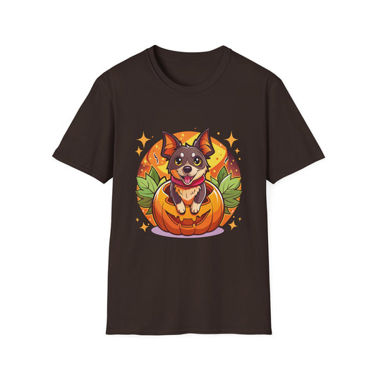 Cute Dog in Pumpkin T-Shirt - Unisex Halloween Tee  Unisex T-Shirt