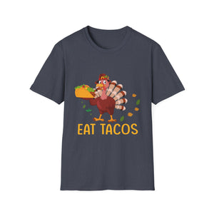 Thanksgiving Turkey 'Eat Tacos' T-Shirt — Funny Holiday Food Graphic Tee  Unisex T-Shirt