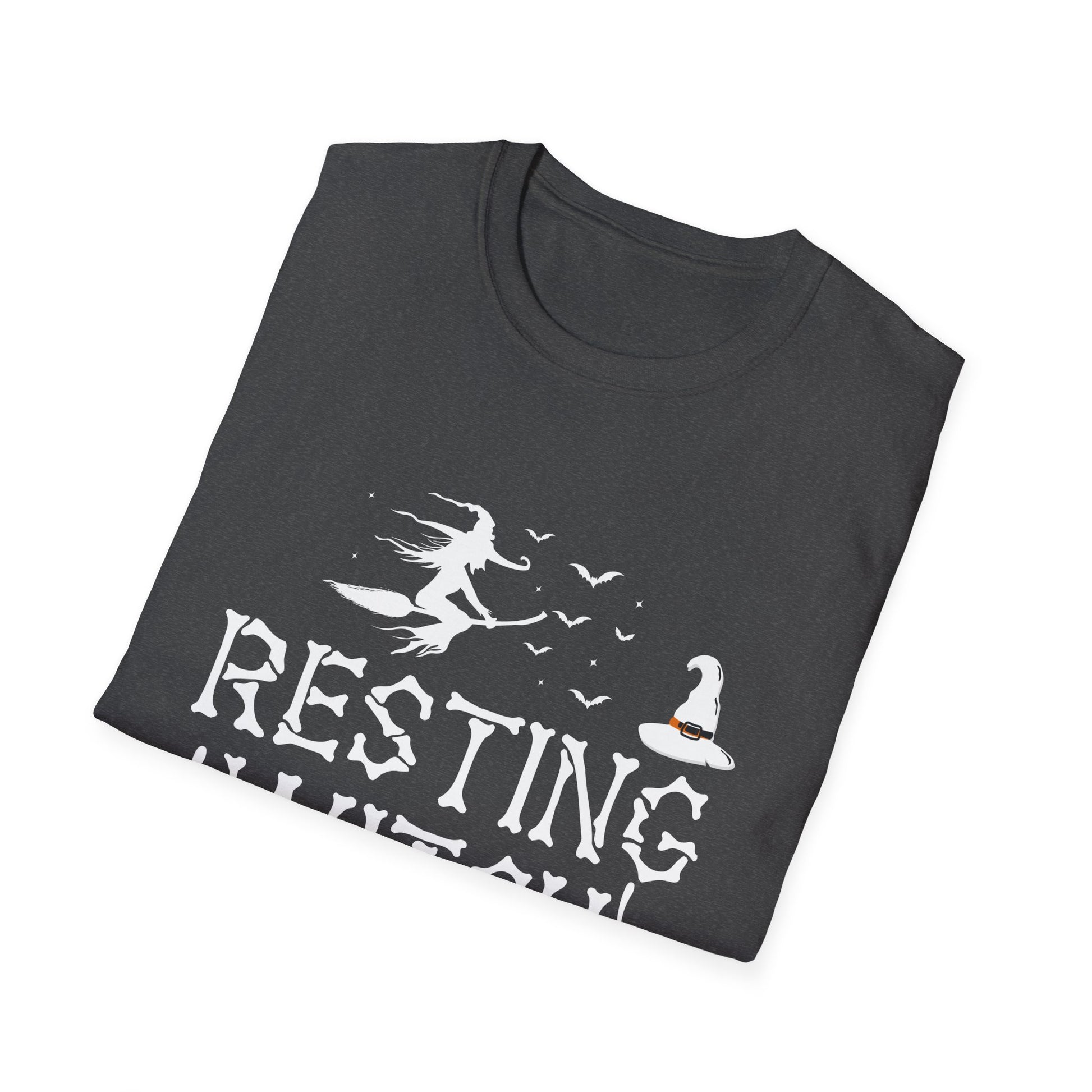 Women Girls Funny Halloween Resting Witch Face T-Shirt