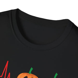 Halloween Pumpkin Heartbeat T-Shirt — Cute Jack-O’-Lantern ECG Tee