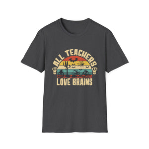 Funny Halloween All Teachers Love Brains Halloween Tee