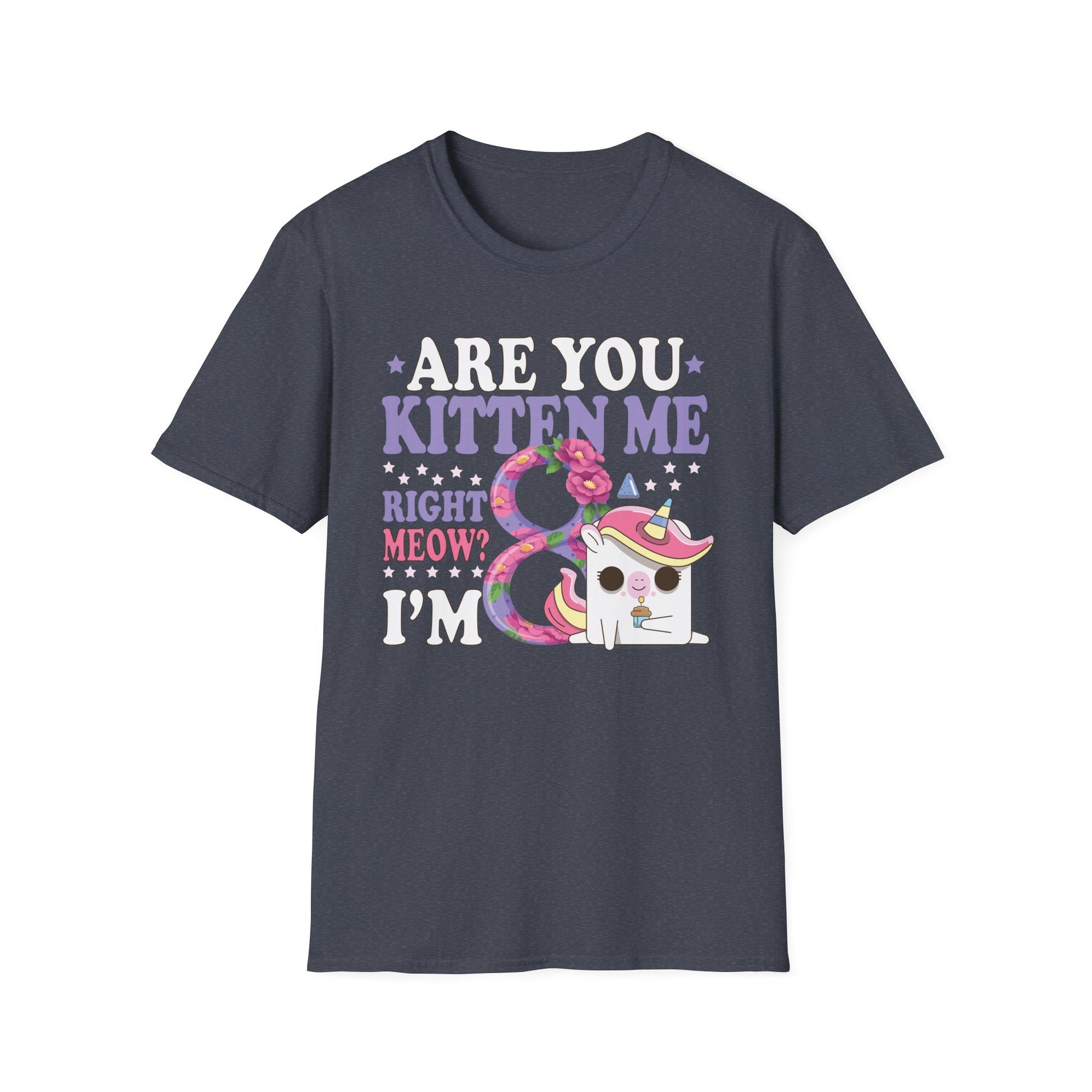 8th Birthday For Girls 8 yr 8 Year Old Kitten Cat Birthday Unisex T-Shirt