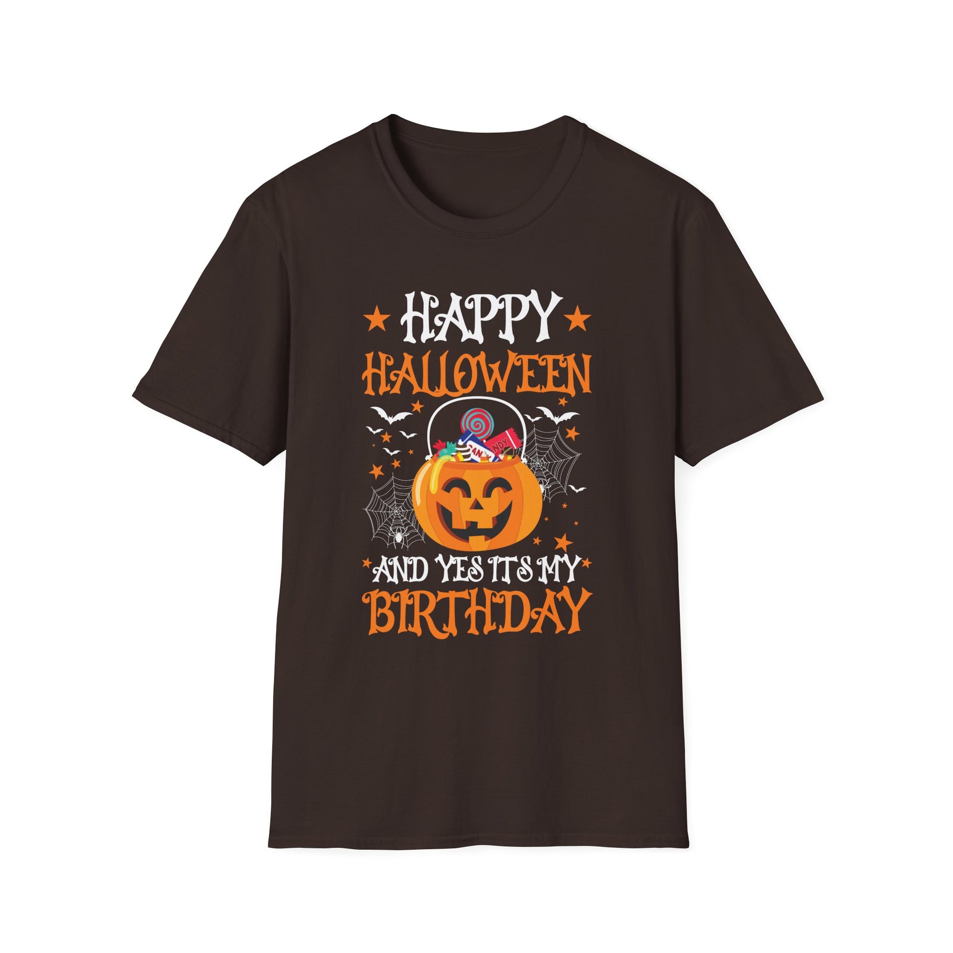 Halloween Birthday T-Shirt — "Happy Halloween and Yes It's My Birthday" Pumpkin Tee