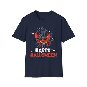 Halloween Crab T-Shirt — Spooky Jack-O’-Crab with Spiderweb & 'Happy Halloween'