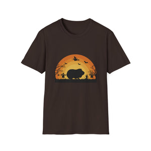 Halloween Hippo T-Shirt – Spooky Sunset Silhouette Shirt