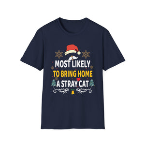 Most Likely To Bring Home A Stray Cat Matching Christmas T-Shirt