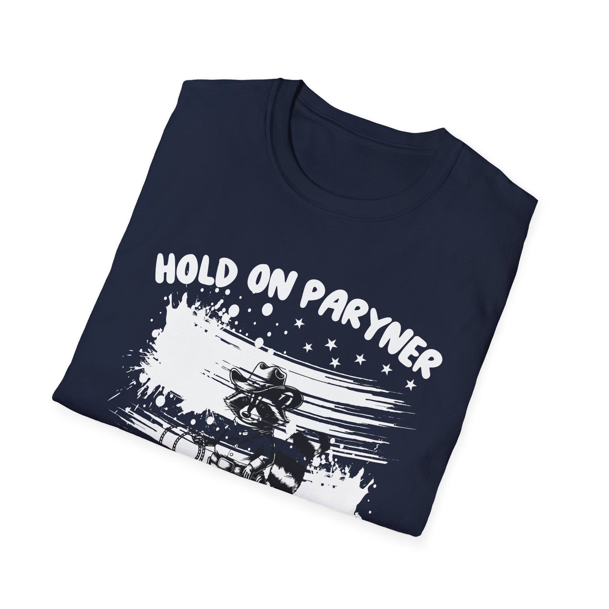 Overstimulated Raccoon T-Shirt — "Hold On Paryner I’m Overstimulated" Funny Graphic Tee