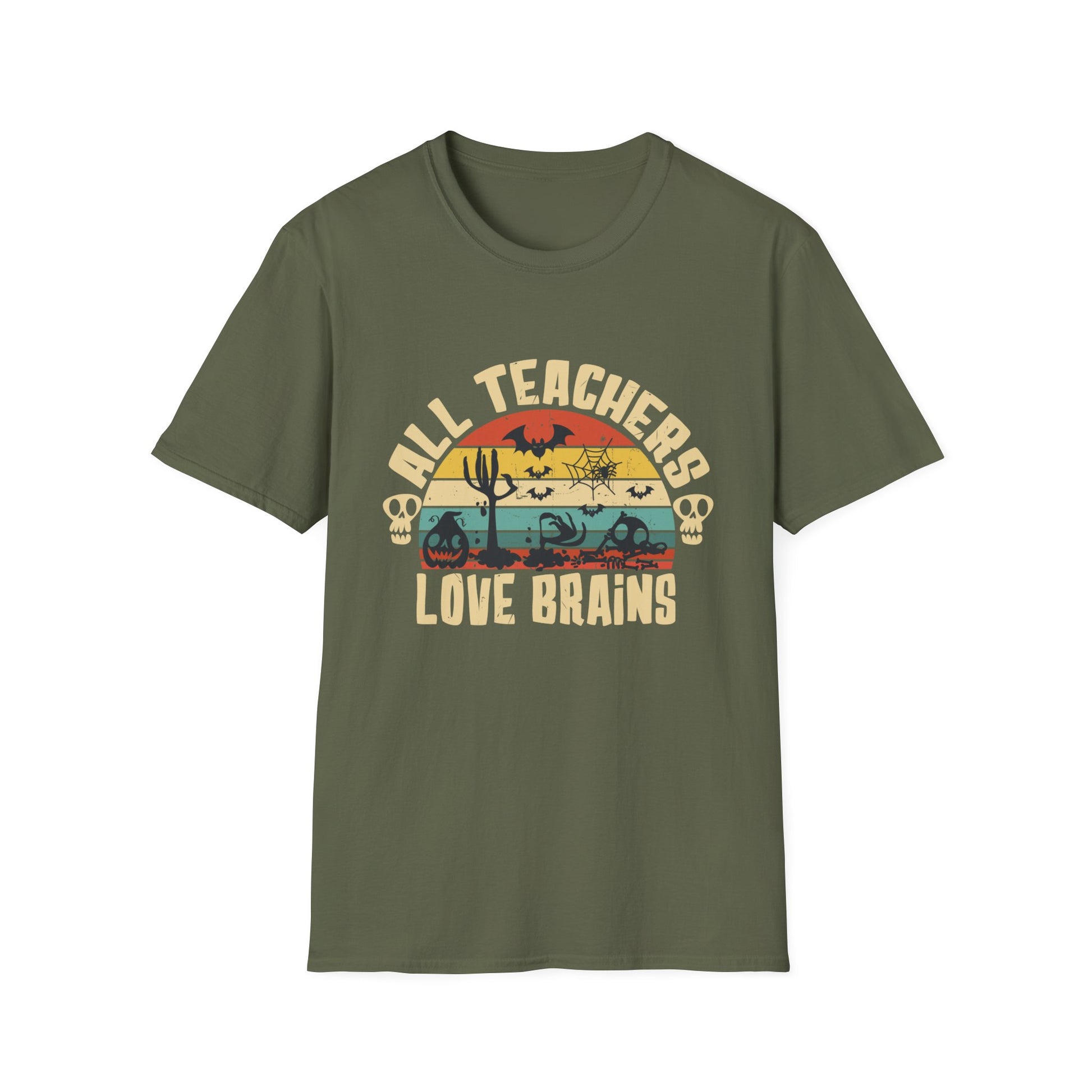 Funny Halloween All Teachers Love Brains Halloween Tee