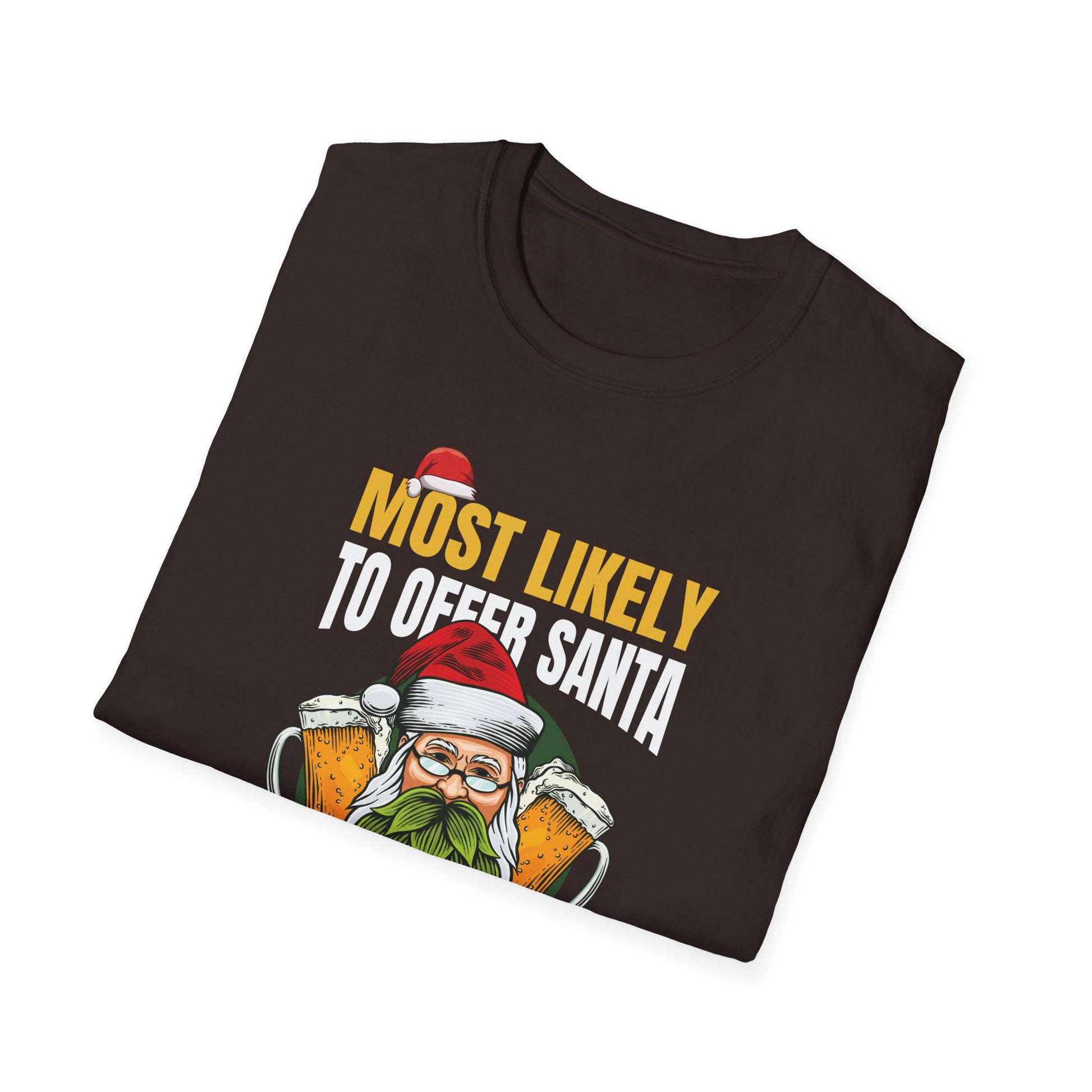 Most Likely To Offer Santa A Beer Funny Drinking Christmas T-Shirt