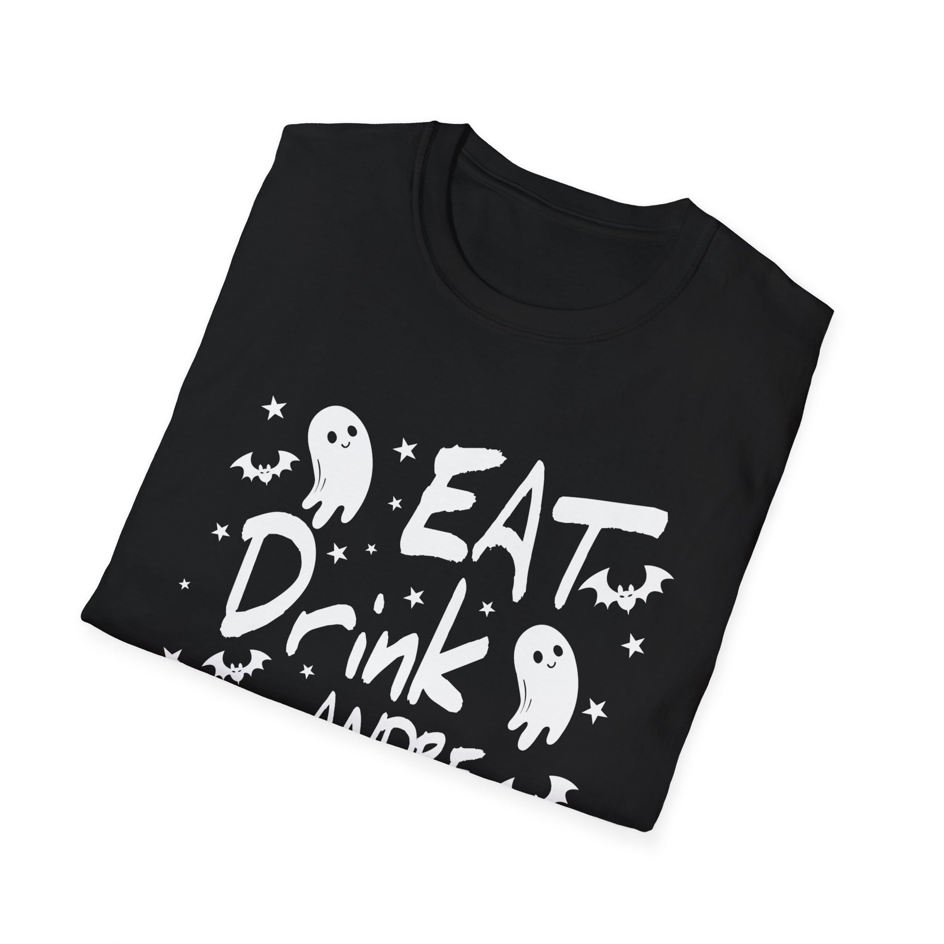 Halloween Ghost Tee - "Eat Drink and Be Scary" Funny Spooky Halloween T-Shirt
