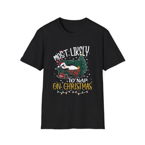 Most Likely To Nap On Christmas Funny Family Christmas Unisex Softstyle T-Shirt