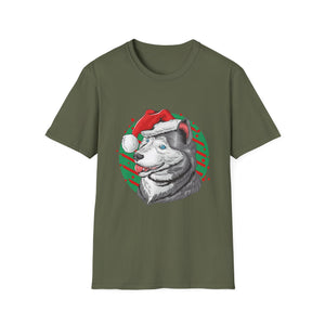 Husky Christmas T-Shirt — Festive Santa Hat Dog Holiday Tee