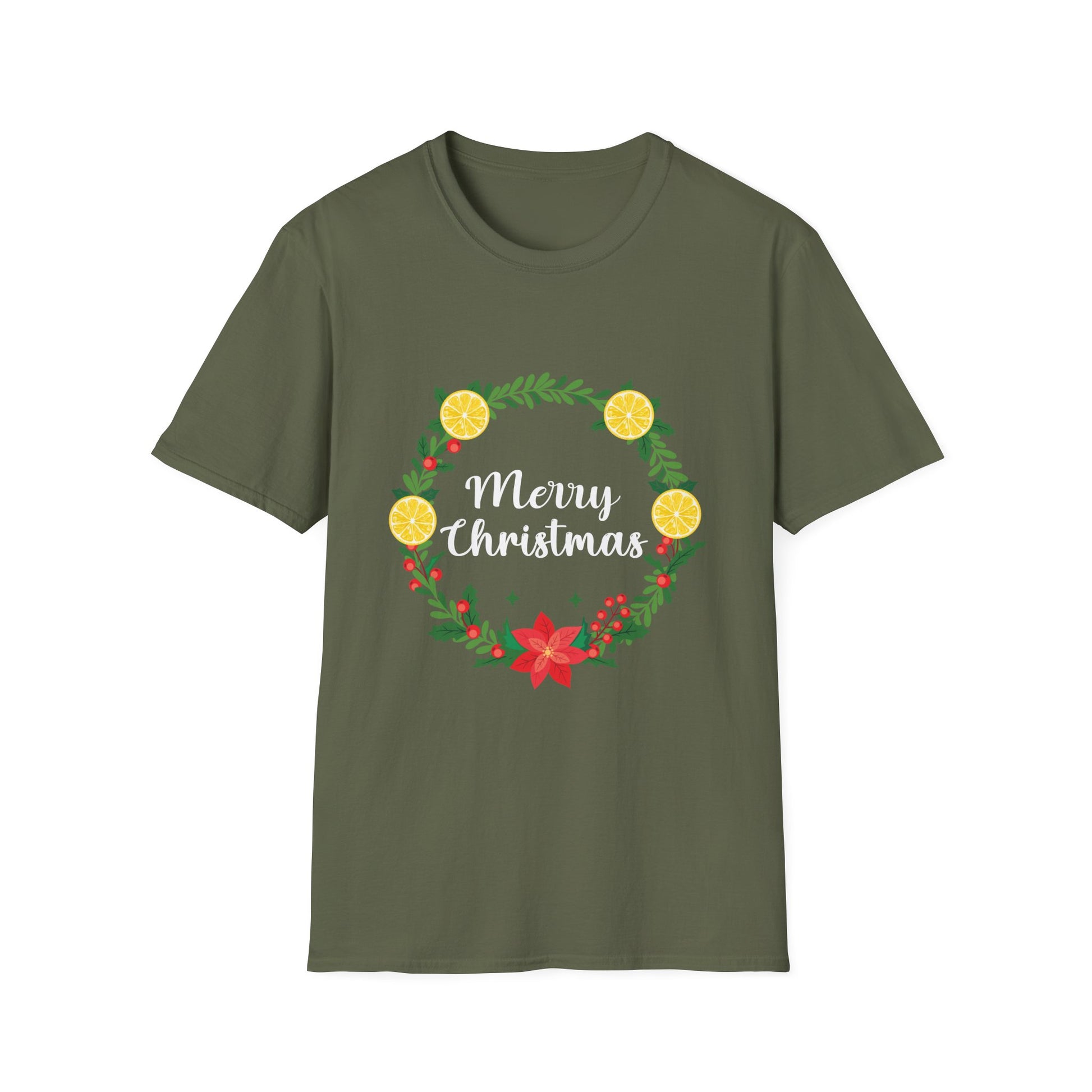 Christmas Wreath T-Shirt — "Merry Christmas" Holiday Tee