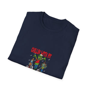 Halloween Zombies Funny Halloween Chillin With My Zombies T-Shirt Unisex Softstyle T-Shirt