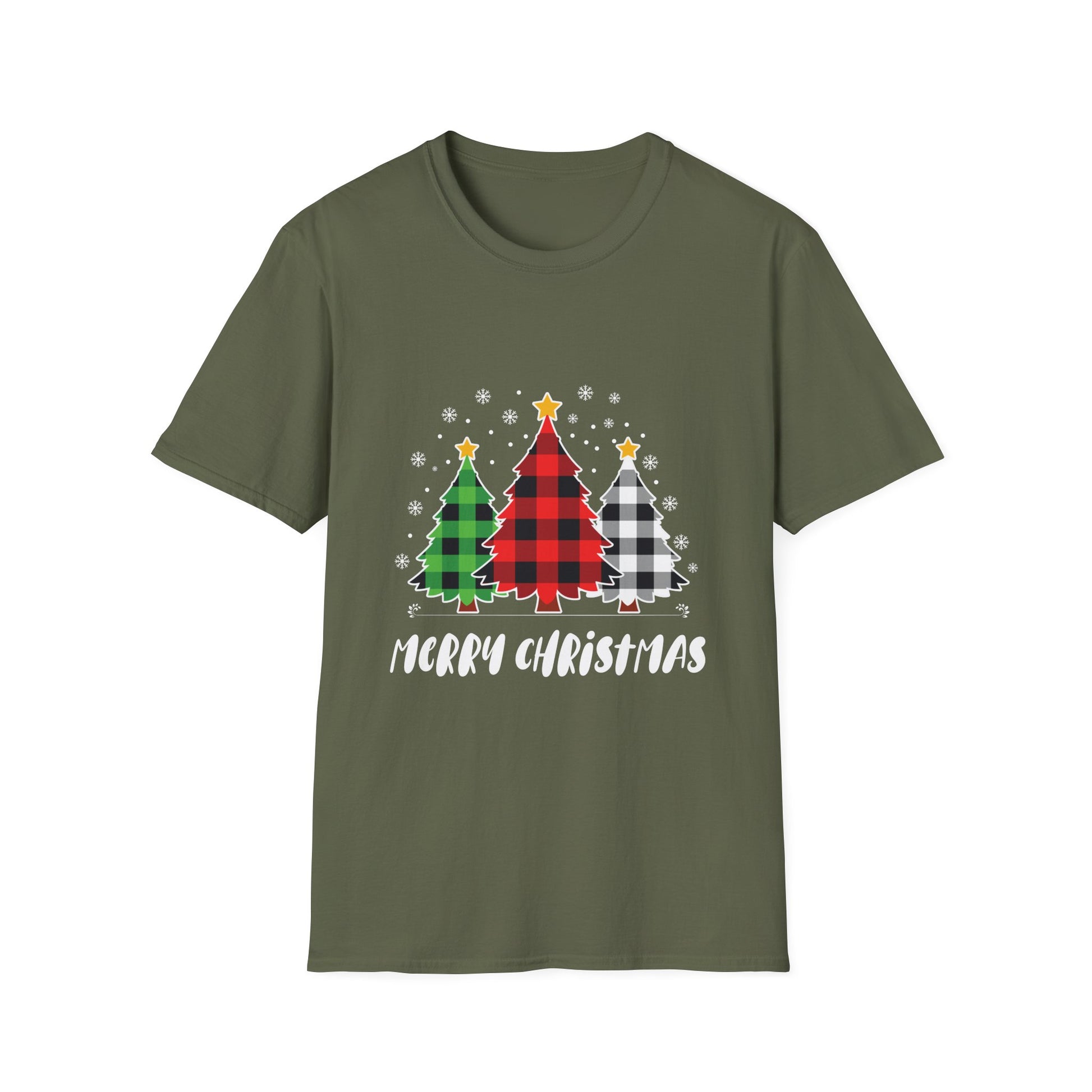 Christmas Plaid Tree T-Shirt — "Merry Christmas" Holiday Tee