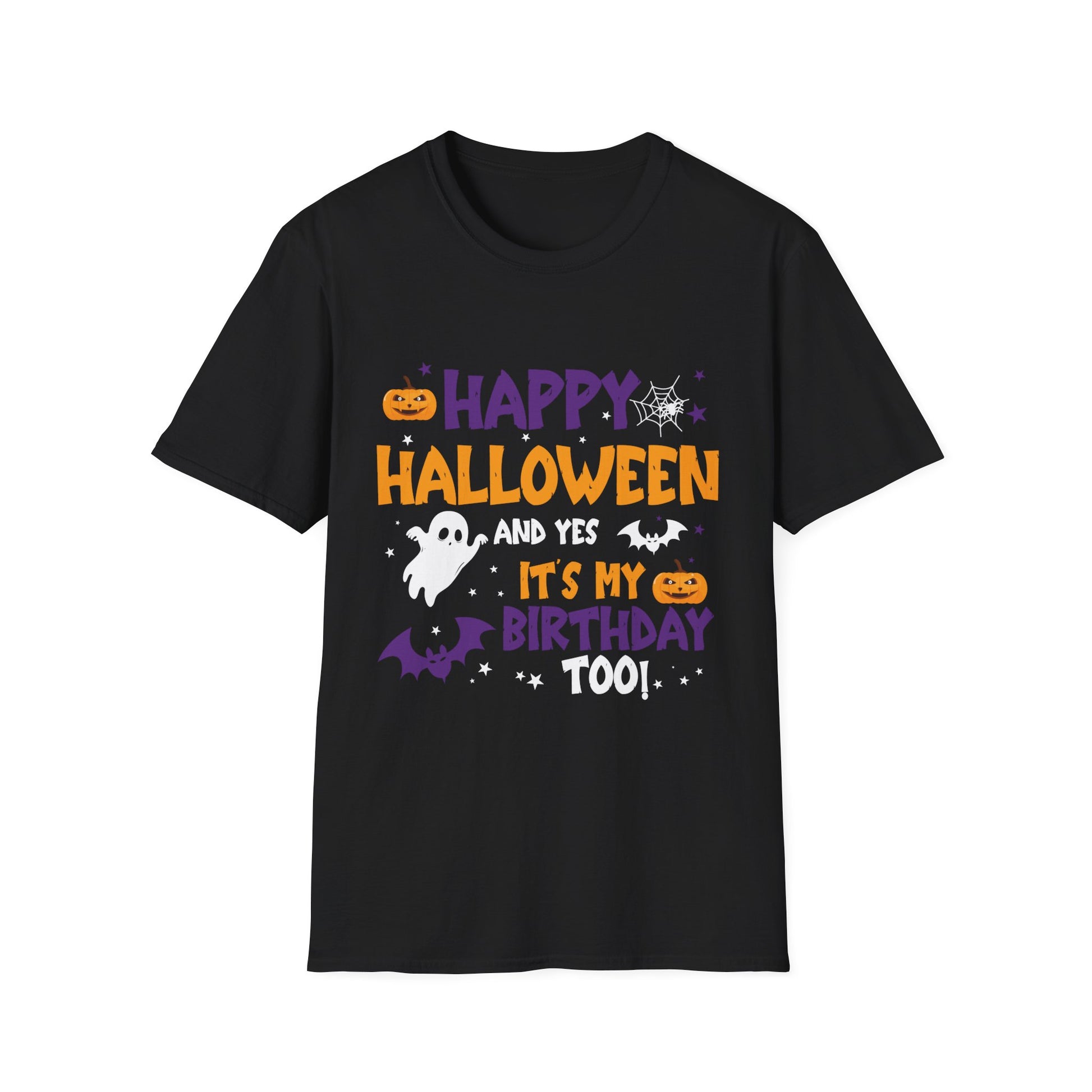 Happy Halloween - Witch Hat _ Spider - Boo - Funny Halloween Tee Unisex Softstyle T-Shirt
