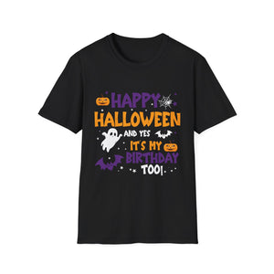 Happy Halloween - Witch Hat _ Spider - Boo - Funny Halloween Tee Unisex Softstyle T-Shirt