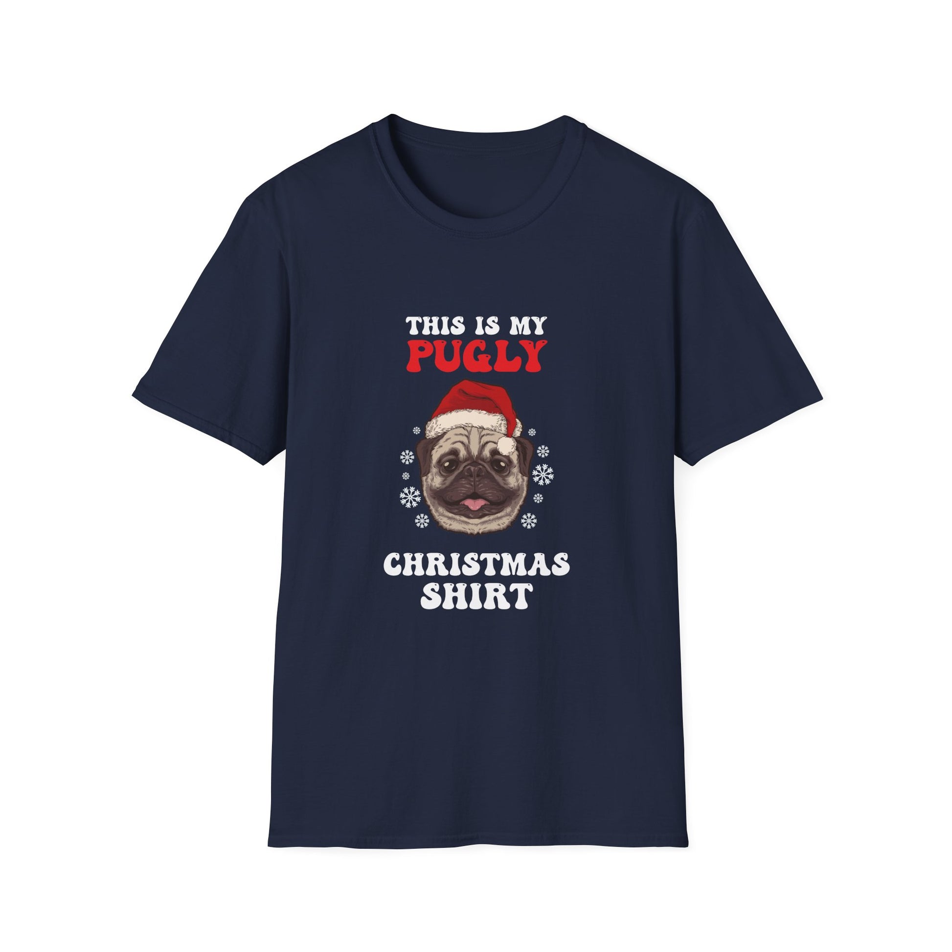 Pug Christmas Shirt – “This Is My Pugly Christmas Shirt” Holiday Tee