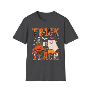Trick or Teach Halloween T-Shirt — Cute Ghost & Pumpkin Teacher Tee