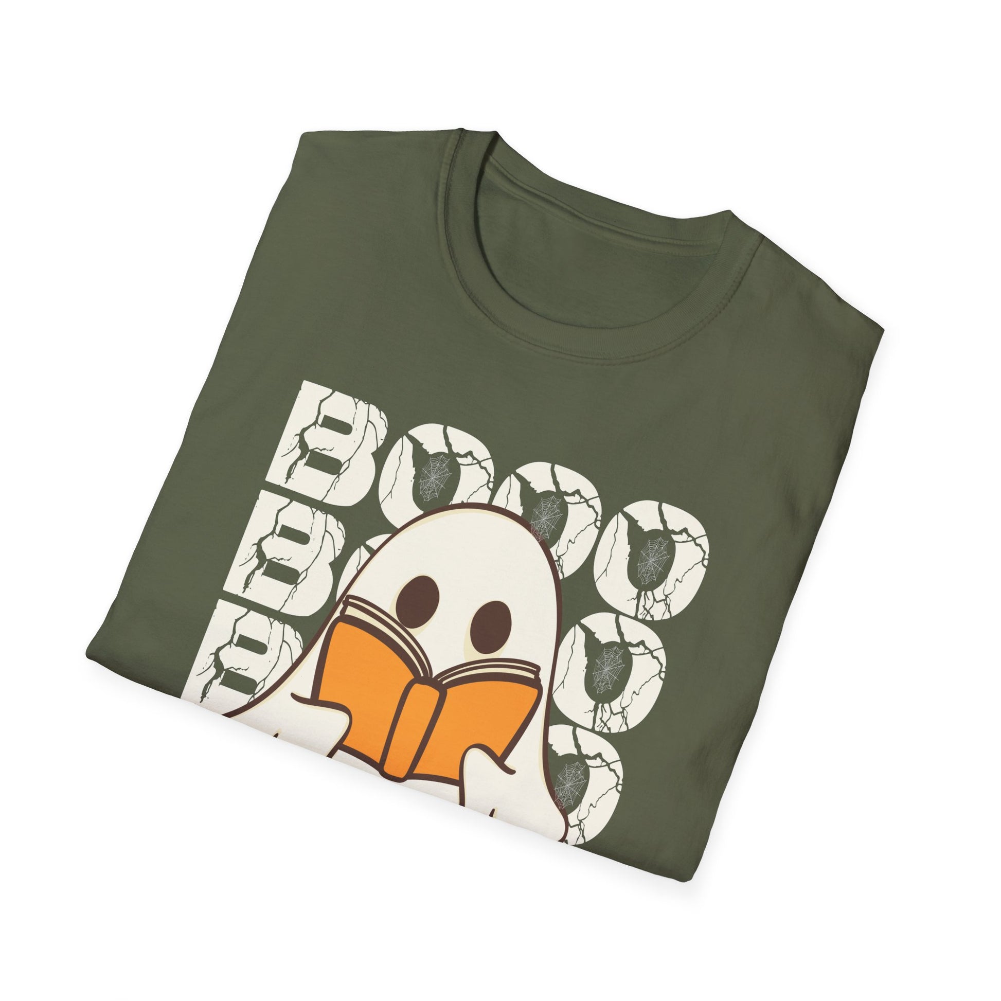 Ghost Reading 'Boo' T-Shirt — Cute Halloween Book Lover Tee