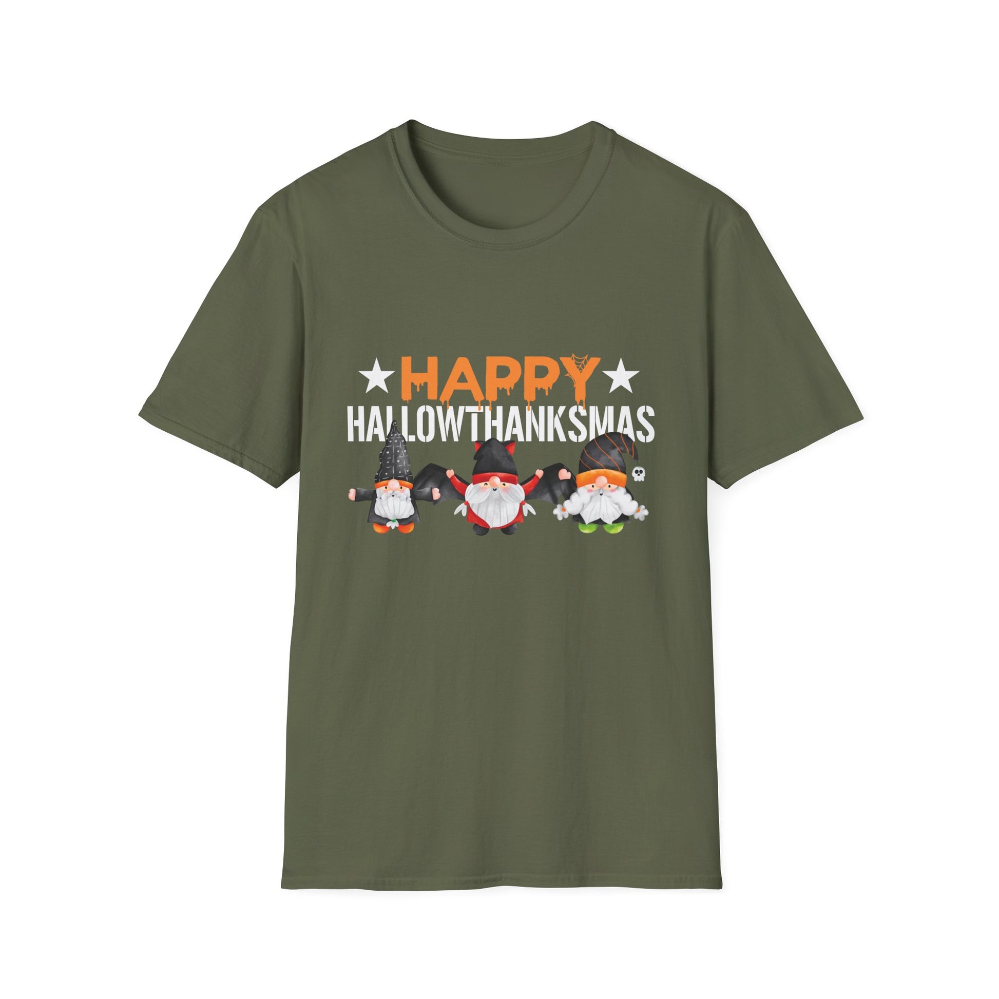Happy Halowthankmas T-Shirt — Cute Gnome Halloween-Thanksgiving-Christmas Mashup