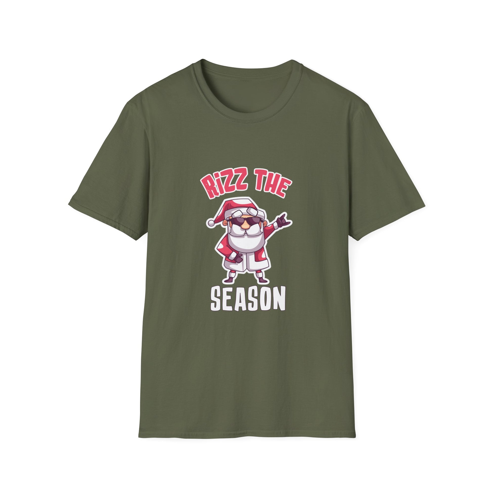 T-Shirt — "Rizz the Season" Dabbing Santa Holiday Graphic Tee