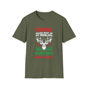 Funny Fishing And Hunting Gift Christmas Humor Hunter Cool Unisex T-Shirt