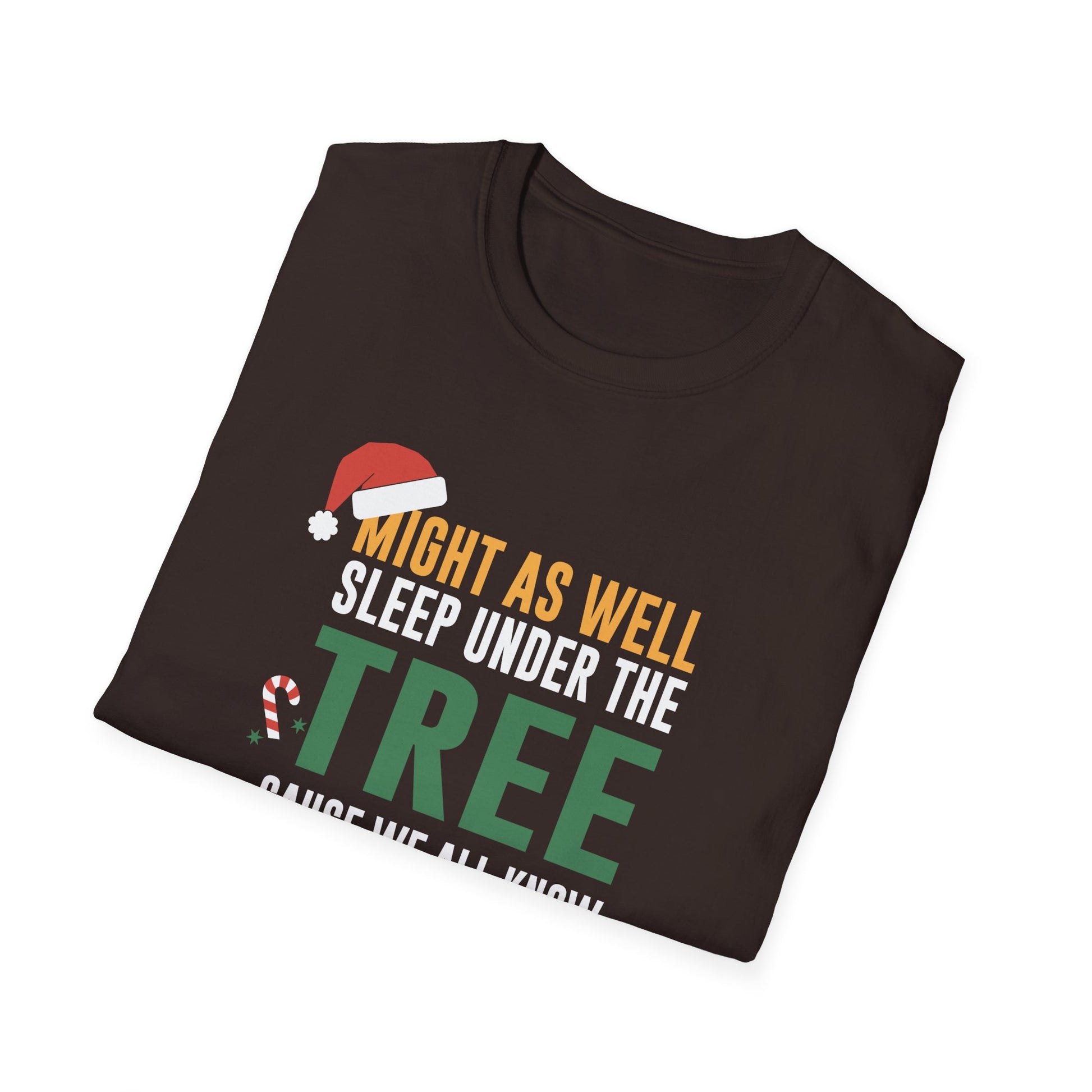 Funny Christmas Decor Firefighter Truck Christmas Tree  Unisex Softstyle T-Shirt