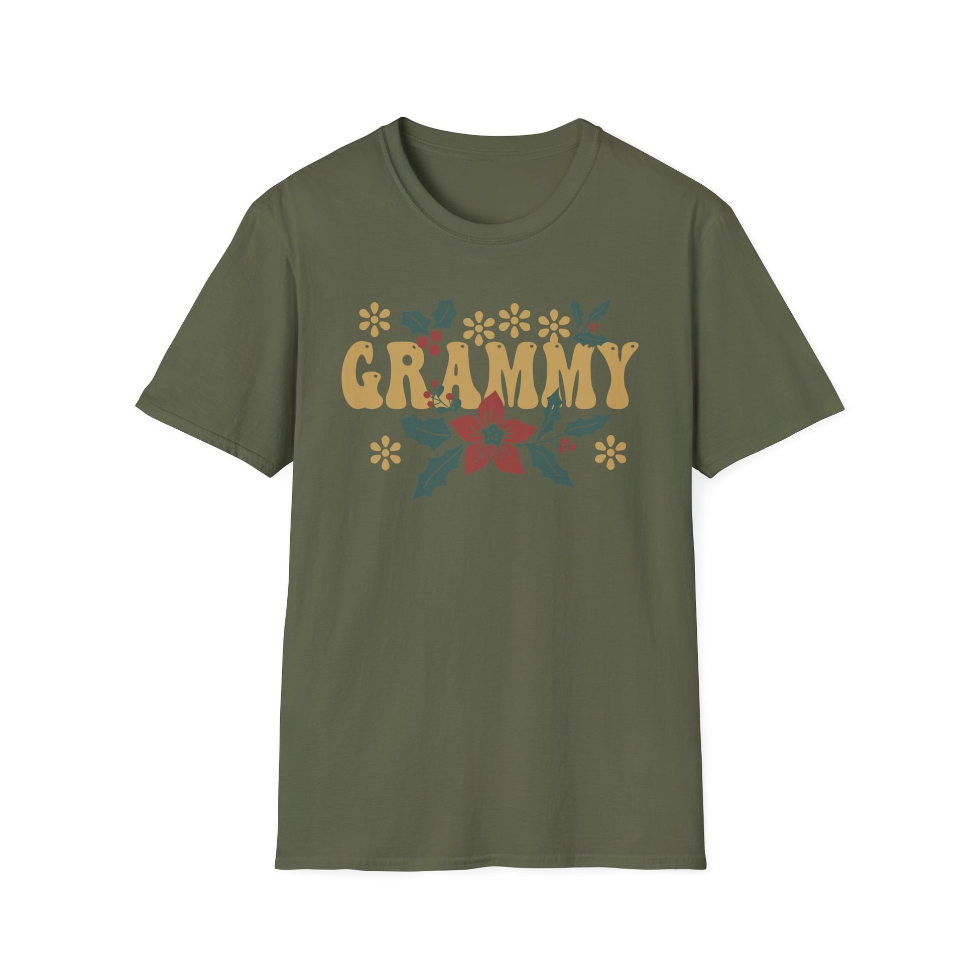 Grammy Floral T-Shirt — Vintage Poinsettia Gift for Grandmother (Christmas & Mother's Day)