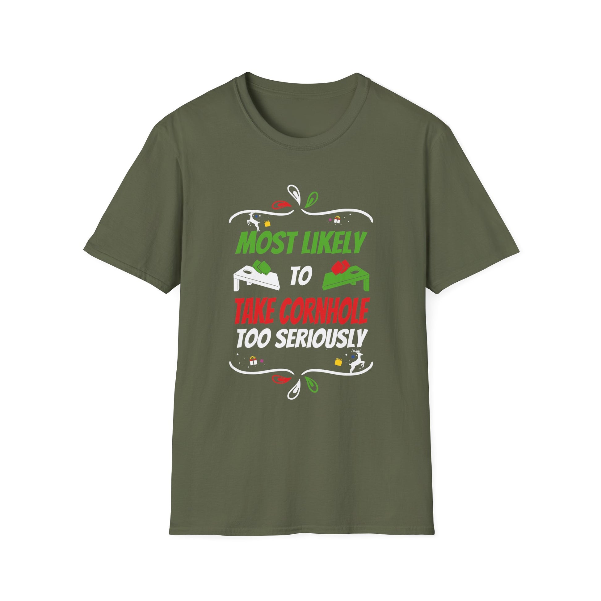 Most Likely To Take Cornhole Too Seriously Family Christmas T-Shirt