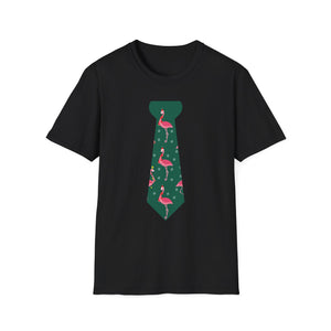 Flamingo Tie Graphic T-Shirt — Tropical Novelty Tee for Casual & Vacation Wear