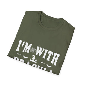 I’m With Dracula T‑Shirt — Funny Halloween Vampire Tee