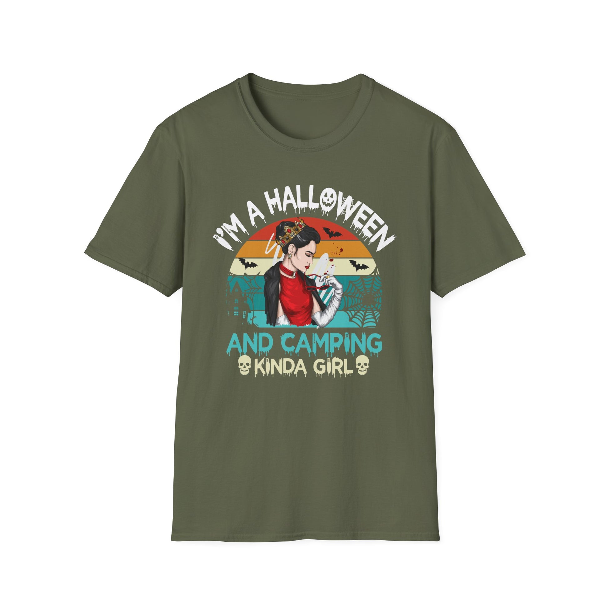 Halloween & Camping T-Shirt — “I’m a Halloween and Camping Kinda Girl” Retro Graphic Tee
